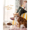 image:imageRaised Cat Food Bowl Ceramic 15 Tilted Cat Food Bowls Protect Cats Spine Anti Vomiting Backflow Prevention Bowls for Adult Kitty Kitten and Small Dogs PinkWhite Ears