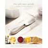 image:imageAISBUGUR 2 Pack Stainless Steel Butter Spreader Knife Butter Knife with White Porcelain Handle Cheese Butter Spreader Knives for Kitchen YellowWhite 2 Pack Without Holes