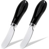 image:imageAISBUGUR 2 Pack Stainless Steel Butter Spreader Knife Butter Knife with White Porcelain Handle Cheese Butter Spreader Knives for Kitchen YellowBlack 2 Pack