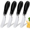 image:imageAISBUGUR 2 Pack Stainless Steel Butter Spreader Knife Butter Knife with White Porcelain Handle Cheese Butter Spreader Knives for Kitchen YellowBlack 4 Pack