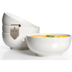 image:imageAISBUGUR Dessert Bowls Set of 810 OZ Ceramic Small Bowls for Kitchen45 White Ice Cream Bowls for Dishwasher amp Microwave Safe39 oz 4 pieces White