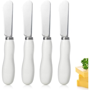 image:imageAISBUGUR Butter Knife Spreader 4Pack Knives with Comfortable Handle and Stainless Steel Blade Cheese Spreader for Kitchen 53 White4Pack