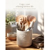 image:imageAISBUGUR Large Ceramic Utensil Holder 75 H63 W with Slanted Mouth  Utensil Crock with NonSlip Cork Base for Kitchen Counter Ideal for Decor amp Giftwhite utensil holderWhite