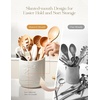 image:imageAISBUGUR Large Ceramic Utensil Holder 75 H63 W with Slanted Mouth  Utensil Crock with NonSlip Cork Base for Kitchen Counter Ideal for Decor amp Giftwhite utensil holderWhite