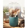 image:imageAISBUGUR Large Ceramic Utensil Holder 75 H63 W with Slanted Mouth  Utensil Crock with NonSlip Cork Base for Kitchen Counter Ideal for Decor amp Giftwhite utensil holderBlue