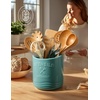 image:imageAISBUGUR Large Ceramic Utensil Holder 75 H63 W with Slanted Mouth  Utensil Crock with NonSlip Cork Base for Kitchen Counter Ideal for Decor amp Giftwhite utensil holderBlue