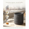 image:imageAISBUGUR Large Ceramic Utensil Holder 75 H63 W with Slanted Mouth  Utensil Crock with NonSlip Cork Base for Kitchen Counter Ideal for Decor amp Giftwhite utensil holderGrey