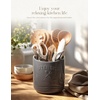 image:imageAISBUGUR Large Ceramic Utensil Holder 75 H63 W with Slanted Mouth  Utensil Crock with NonSlip Cork Base for Kitchen Counter Ideal for Decor amp Giftwhite utensil holderGrey