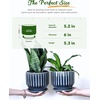 image:imageAISBUGUR Plant Pots 6 inch Ceramic Pots for Indoor Plants Set of 2 Flower Pots Unique Crackle Glaze Design Plant Pots with Drainage Hole and Saucer Come with Drainage Nets Aqua GreenGray