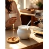 image:imageAISBUGUR Sugar Bowl with Lid and Spoon 13oz Sugar Jar with Bamboo LidCeramic Sugar Container for Coffee Bar  CountertopKitchen Decor White