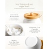 image:imageAISBUGUR Sugar Bowl with Lid and Spoon 13oz Sugar Jar with Bamboo LidCeramic Sugar Container for Coffee Bar  CountertopKitchen Decor White
