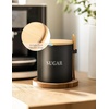 image:imageAISBUGUR Sugar Bowl with Lid and Spoon 17oz Metal Sugar Container  Airtight Food Sugar Jar  Coffee Bar Accessories  Countertop Kitchen Decor Whiteblack