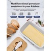 image:imageButter Dish with Lid Large Butter Container for Countertop Ceramic Butter Holder for Counter Butter Tray Butter Keeper with Knife and Sponge Scrubber Perfect for 2 Sticks of Butter WhiteWhite