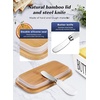 image:imageButter Dish with Lid Large Butter Container for Countertop Ceramic Butter Holder for Counter Butter Tray Butter Keeper with Knife and Sponge Scrubber Perfect for 2 Sticks of Butter WhiteWhite