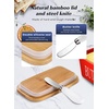 image:imageButter Dish with Lid Large Butter Container for Countertop Ceramic Butter Holder for Counter Butter Tray Butter Keeper with Knife and Sponge Scrubber Perfect for 2 Sticks of Butter WhiteRed