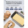 image:imageButter Dish with Lid Large Butter Container for Countertop Ceramic Butter Holder for Counter Butter Tray Butter Keeper with Knife and Sponge Scrubber Perfect for 2 Sticks of Butter WhiteGray
