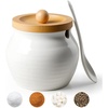 image:imageAISBUGUR Sugar Bowl with Lid and Spoon 13oz Sugar Jar with Bamboo LidCeramic Sugar Container for Coffee Bar  CountertopKitchen Decor White