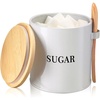 image:imageAISBUGUR Sugar Bowl with Lid and Spoon 17oz Metal Sugar Container  Airtight Food Sugar Jar  Coffee Bar Accessories  Countertop Kitchen Decor Whitewhite