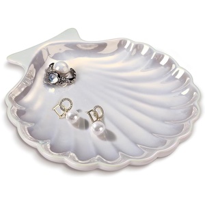 image:imageAISBUGUR Jewelry Dish Set of 2 Large Jewelry Tray for More Jewelry Ring Dish Jewelry Bowl with Beautiful Package and Greeting Card Perfect for Birthday Gifts for WomenShell White
