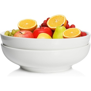 image:imageAISBUGUR Large Pasta Bowls 62oz Salad Bowls Set of 2 10 Serving Bowls for Dinner Ceramic Shallow Bowls Set Plates for Serving Soup Pasta Noodles Dinner Microwave amp Dishwasher Safe White