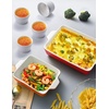 image:imageCeramic Baking Dish Set 3Piece Casserole Dishes for Oven Rectangular Baking Pans Deep Lasagna Pans with Handles MultiSize Set for Cooking Baking Serving and Gifting White 1611229Red 2 set