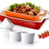 image:imageCeramic Baking Dish Set 3Piece Casserole Dishes for Oven Rectangular Baking Pans Deep Lasagna Pans with Handles MultiSize Set for Cooking Baking Serving and Gifting White 1611229Red 2 set