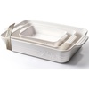 image:imageCeramic Baking Dish Set 3Piece Casserole Dishes for Oven Rectangular Baking Pans Deep Lasagna Pans with Handles MultiSize Set for Cooking Baking Serving and Gifting White 1611229White