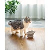 image:imageRaised Cat Food Bowl Ceramic 15 Tilted Cat Food Bowls Protect Cats Spine Anti Vomiting Backflow Prevention Bowls for Adult Kitty Kitten and Small Dogs GreenFaceGrey1P