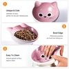 image:imageRaised Cat Food Bowl Ceramic 15 Tilted Cat Food Bowls Protect Cats Spine Anti Vomiting Backflow Prevention Bowls for Adult Kitty Kitten and Small Dogs GreenPinkFace